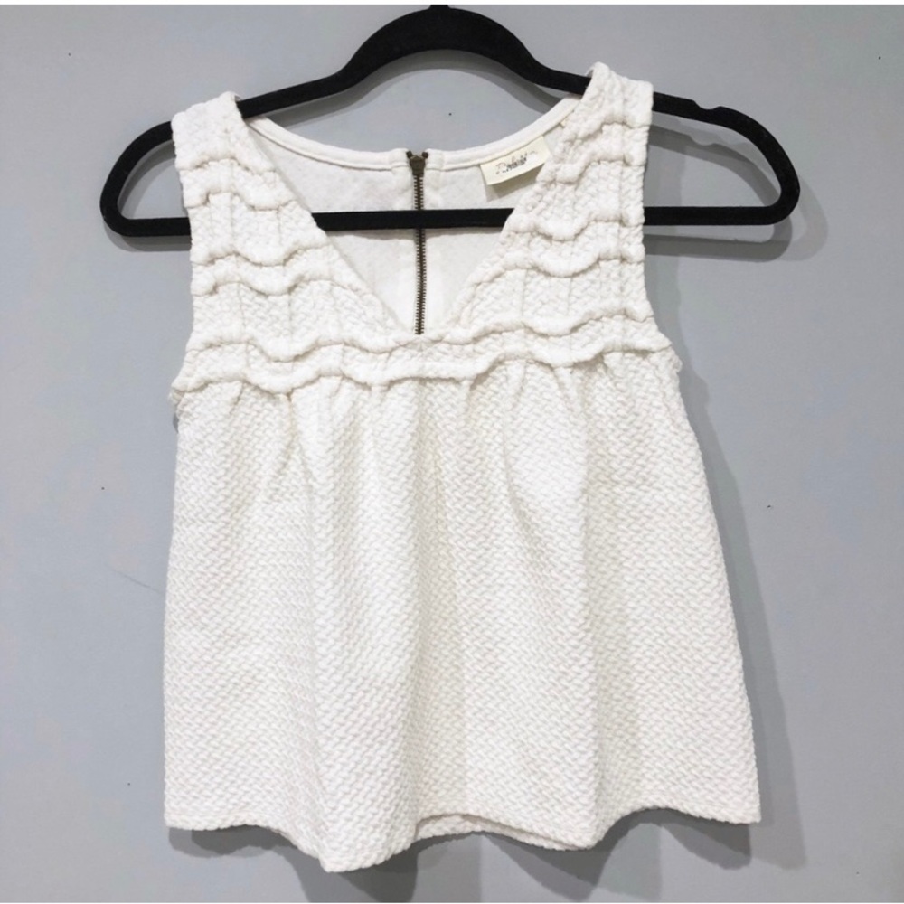 Anthropologie Deletta white textured top x small